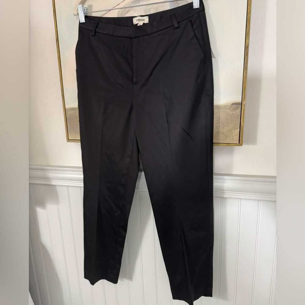 L'AGENCE Charcoal Satin Cropped Pants - Picture 3 of 7